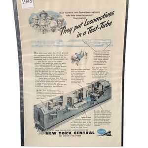 Vintage 1945 New York Central Locomotive Ad Advertisement